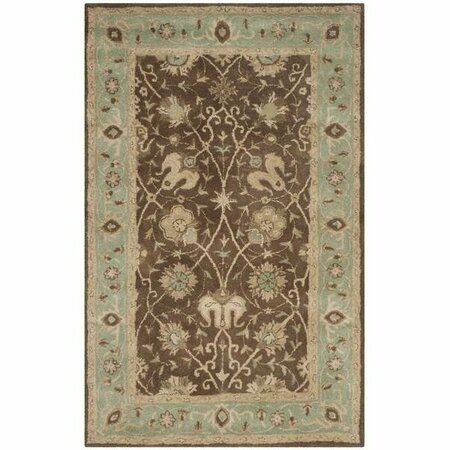 SAFAVIEH 2 x 3 ft. Accent Traditional Antiquity- Brown and Green Hand Tufted Rug AT21G-2